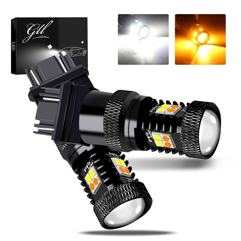GLL 3157 3057 3357 4157 Amber/White Switchback Turn Signal LED Light Bulbs and Parking Lights Daytime Running Lights Applicable ck (Pack of 2) - Image 1